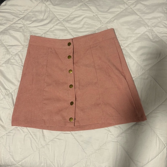 SHEIN Dresses & Skirts - Corduroy Pink Button Up Mini Skirt